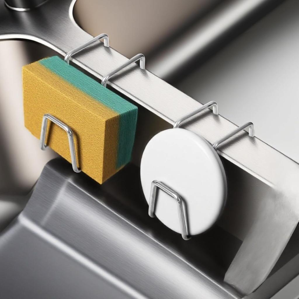 Hanging Sponge Holder Kitchen and Bathroom Metal Organizer Hanging Fix Around Faucet