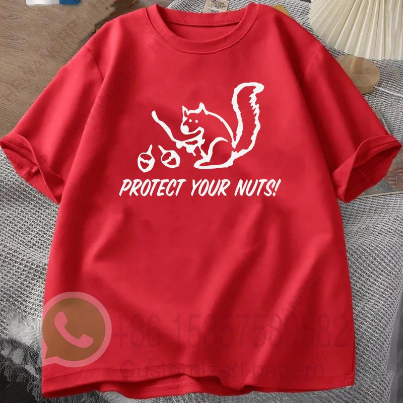 Protect Your Nuts Mens Tshirt Summer Tracksiut Oneck Pullovers Shortsleeved Top Harajuku Cotton Sweatshirt Casual Streetwear