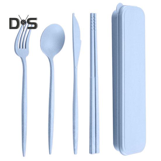 4Pcs/Set Non-slip Tableware Set Good Grip Durable BPA Free Spoon Fork Cutter Chopsticks Cutlery Set
