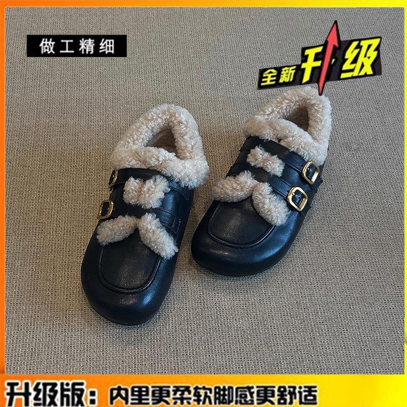 

Версия из овчины~ бархатные одинарные туфли для женской осени и зимы, новые ретро матовые теплые шерстяные хлопковые туфли, универсальные туфли-моп с квадратным носком 40