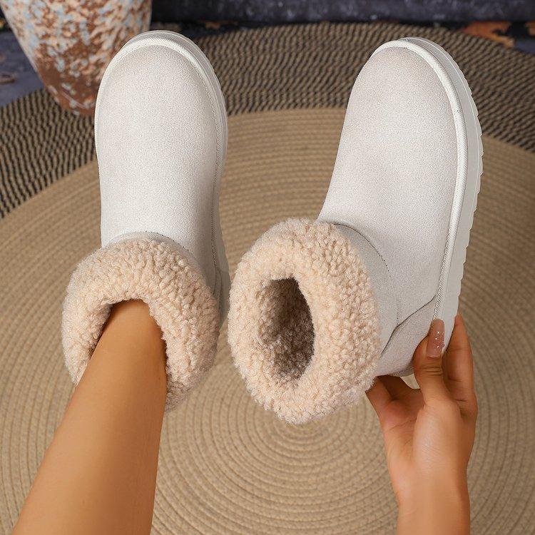 Fashion New Fashionable Round Toe Elegant Snow Boots Winter Flat Wear-resistant Soft Students Plus Velvet Warm Women's Shoes
