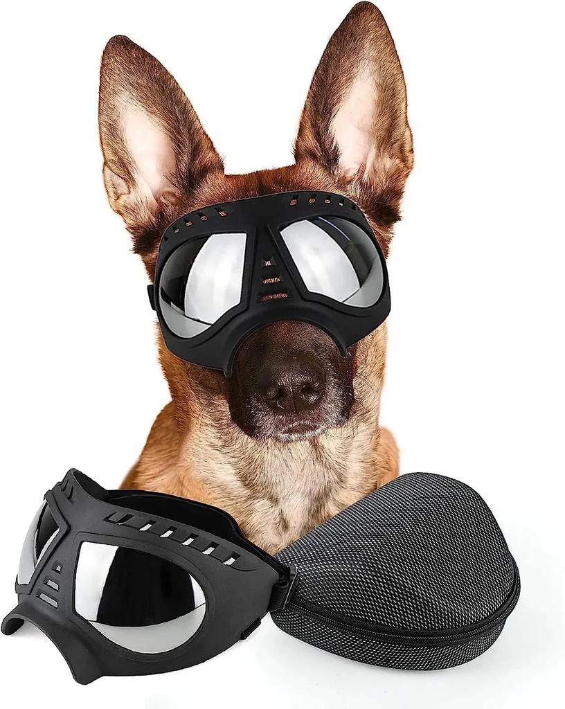 Okulary dla psa Duża rasa Anti-UV Przezroczyste okulary przeciwsłoneczne dla psa średniej i dużej rasy Wiatroszczelne Przeciwpyłowe Przeciwmgielne Miękkie okulary dla psa