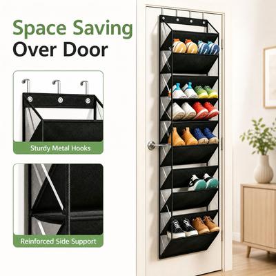 Opbergoplossing voor achter de deur met 6/8/10 vakken, Hangende aan de muur te bevestigen tas, Multifunctionele opbergruimte voor schoenen en tassen