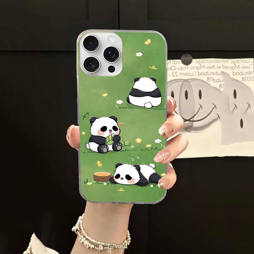 Anime Panda Water Ripple Phone Case For iPhone 17 16 11 12 13 14 15 Pro Max Plus Back Cover