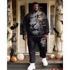Mens 3D Digital Print Hooded Sweatshirt Jogger Pants Set Sporty Casual Outfit Travel