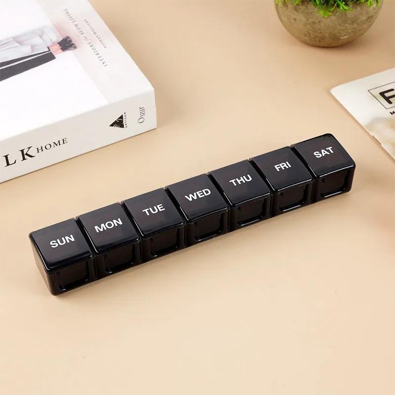 

Portable Small Pill Box Cases Large Grids 7 Days A Week Organizer Pills Box for Tablets Vitamins Medicine Fish Oils Sub-packed чёрный