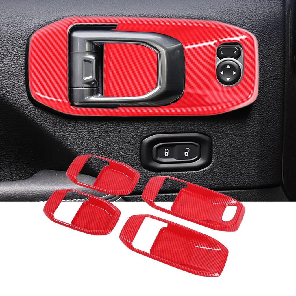 4pcs Inner Door Handle Bowl Cover Trim Set Interior Door Bowl Panel Protector Sticker Replacement for JL JLU 2018-2025