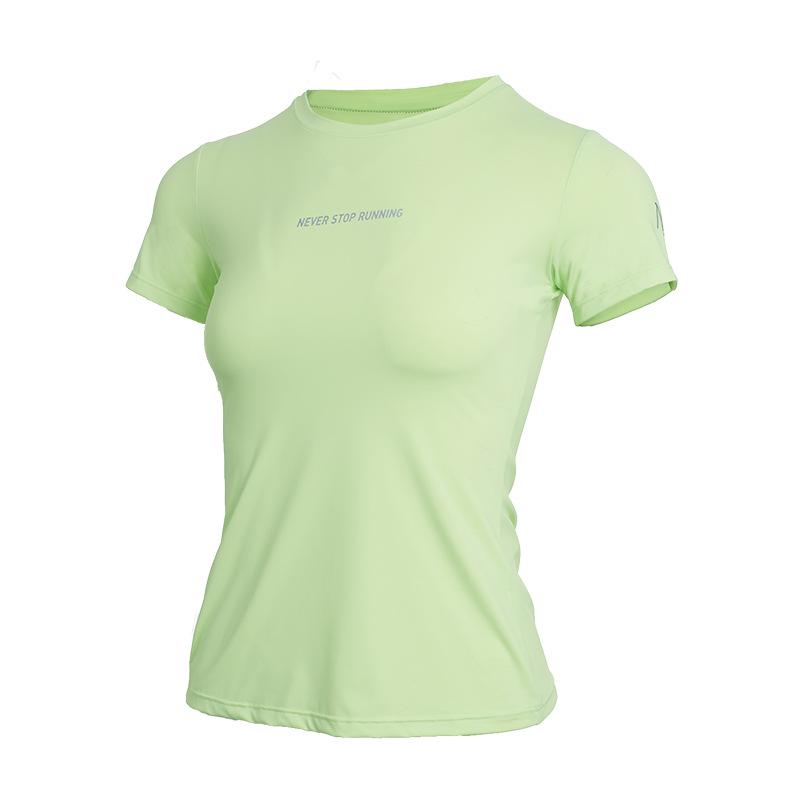 

Женская быстросохнущая футболка для бега - с коротким рукавом, дышащая, облегающая, летний фитнес-топ Large