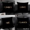 Simplicity Pattern Love Cushion Cover Natural Linen Organic Fabric Double-Sided Printing Sofa Home Decor Gift Pillow Case
