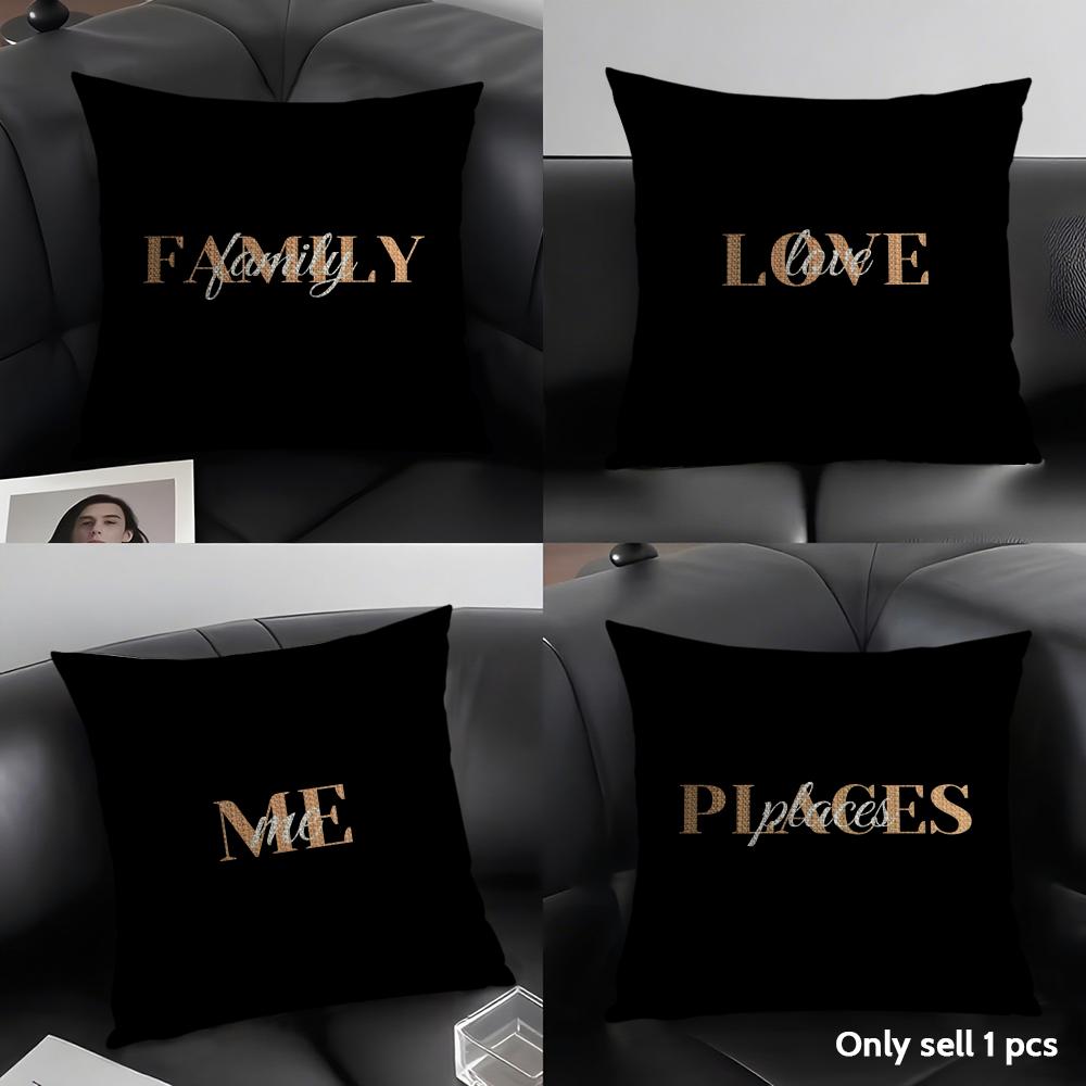 Simplicity Pattern Love Cushion Cover Natural Linen Organic Fabric Double-Sided Printing Sofa Home Decor Gift Pillow Case