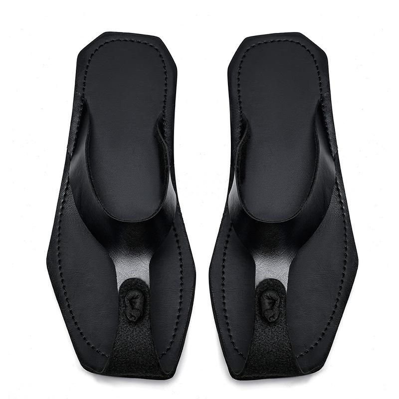 Fashion Hot Sell Stylish Men Slippers Fashion Leather Flip Flops Simple Summer Man Half Drag Leisure Walk Slides Man Wading Aqua Shoes