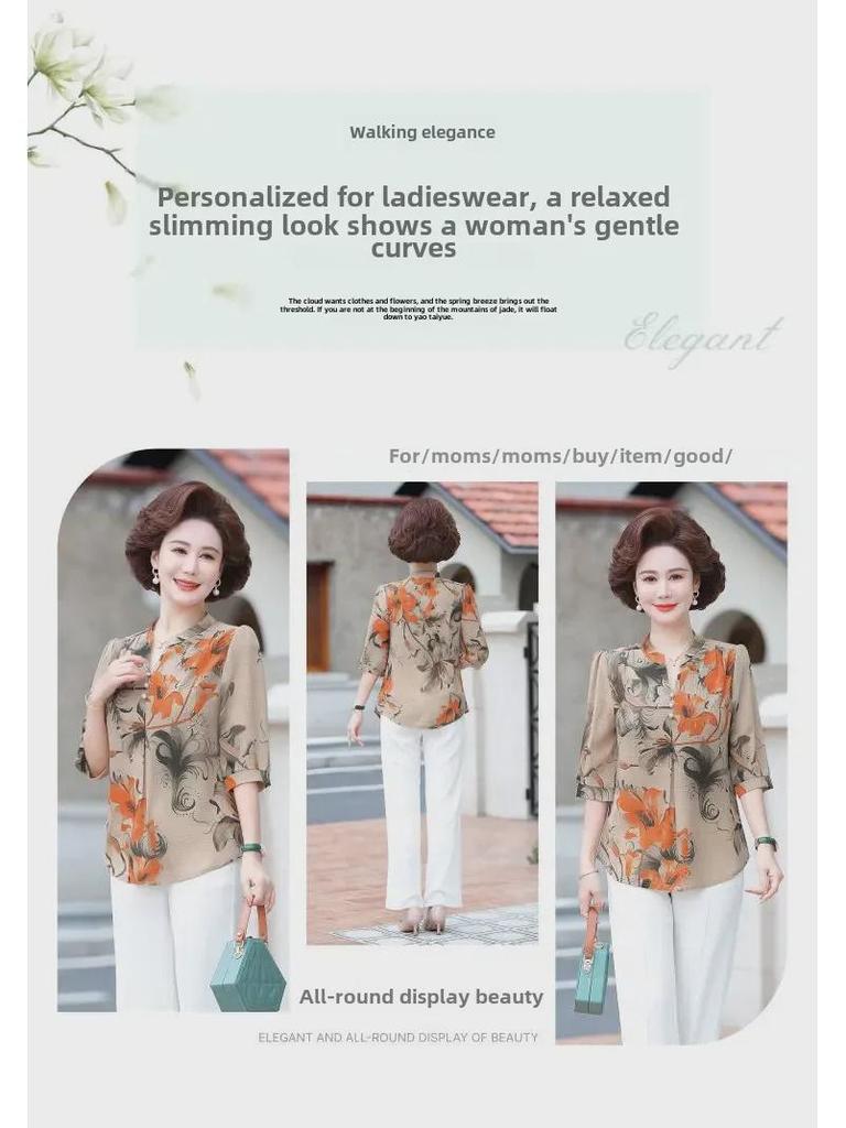Modisches Sommerhemd für Frauen mittleren Alters, 40-50 Jahre