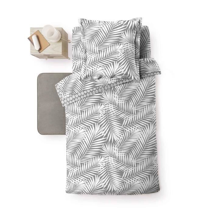 Drap housse - Botania - 90 x 190 cm - 100% coton - Gris - Bonnet 30 cm