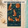 Fox Theme Soft Beach Towel Personalized Custom Name Text Towel Portable for Beach Pool Travel