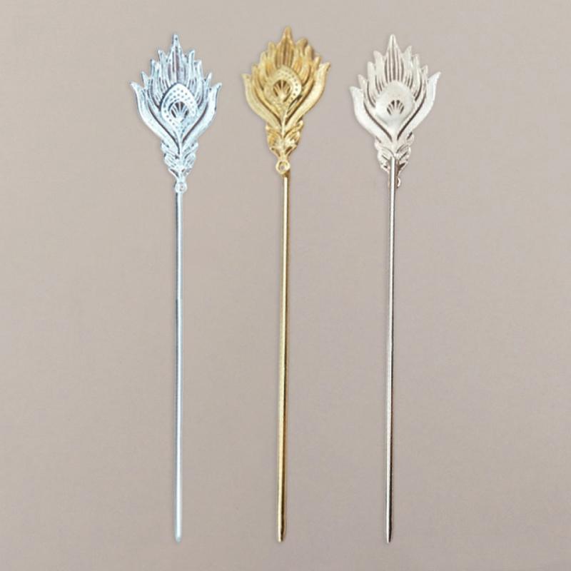 10 Pieces Alloy Phoenix Feather Welding 163*3.3Mm Iron Hair Stick Diy Jewelry Accessories