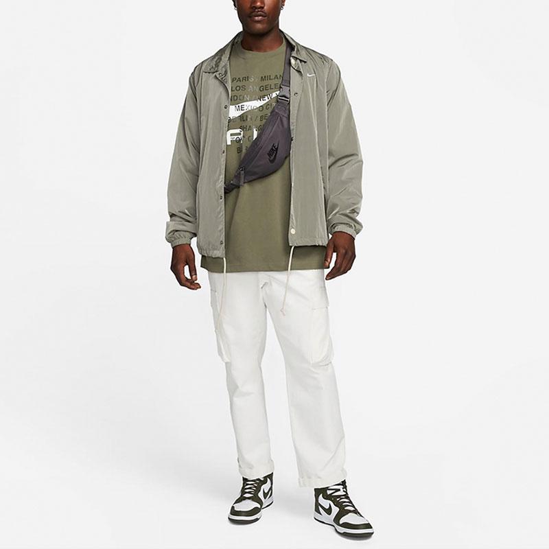 Nike Alphabet Print Crew Neck T-Shirt Men Tops Olive-Green FD1250-222