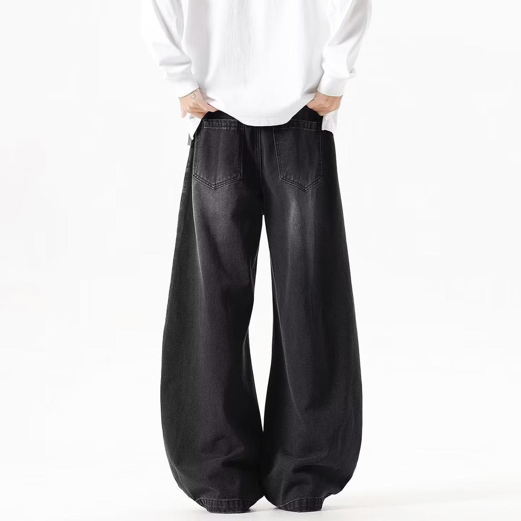 American trendy brand gradual change jeans men's spring new design sense niche loose straight wide leg pants