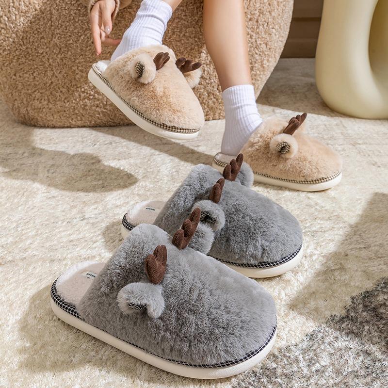 New winter velvet warm cotton slippers women's indoor home thick bottom non-slip fluffy slippers home