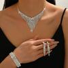 Bridal Jewelry Set Wedding Necklace Earrings Bracelet Ring Set Accessories