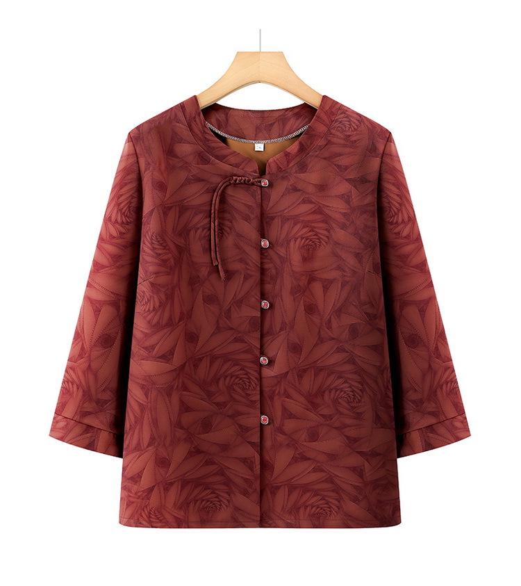

Seven-Sleeve Spring & Autumn Shirt for Middle-Aged and Elderly Women 4XL (suggested 65-72.5 kg) красный