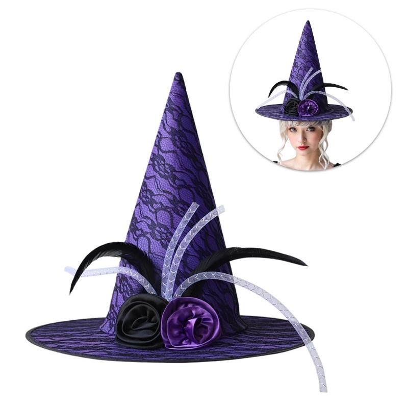 Halloween Hexenhut für Kinder Erwachsene Halloween Party Cosplay Kostüm Requisiten Gruseliger Zaubererhut für Halloween Party
