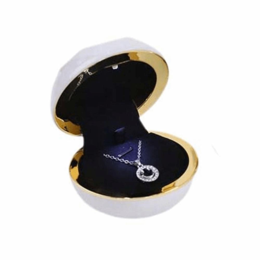 Luxury LED Ring Display Box Storage Couple Rings Holder Portable Necklace Ring Case  for Wedding