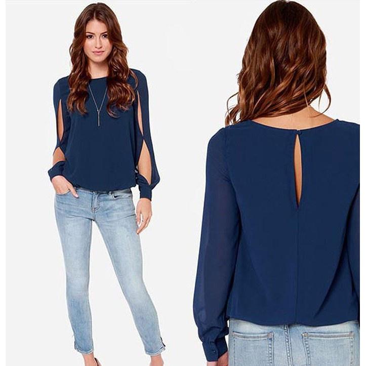 Premium Quality Women's Long Sleeve Cold Shoulder Fashion Loose Shirt Tops In Vibrant Colors