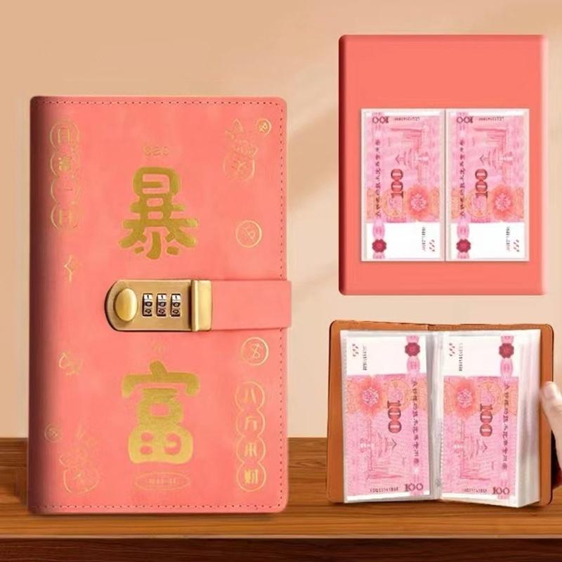 New Password Cash Storage Book Large Capacity 10000 Yuan Money Organizer New Style Bill Record Keeper Saving Folder Savings Book