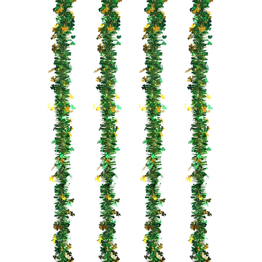 4Pcs Gold Green Tinsel Twist Hanging Twist Ornament for Irish Festival Christmas Tree Decoration Wedding Birthday Party
