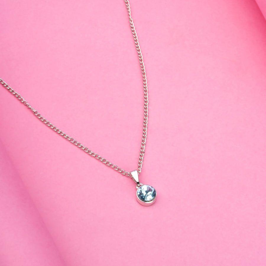 Estele Rhodium Plated Aquamarine Austrian Crystal Pendant for Women/Girls