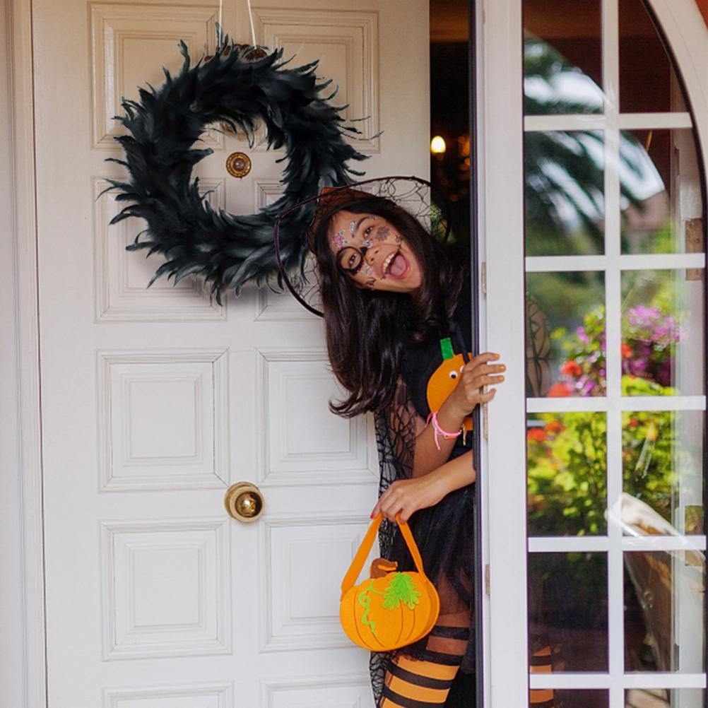 Halloween  Wreath Black  Door Wreath for Halloween Party Decoration