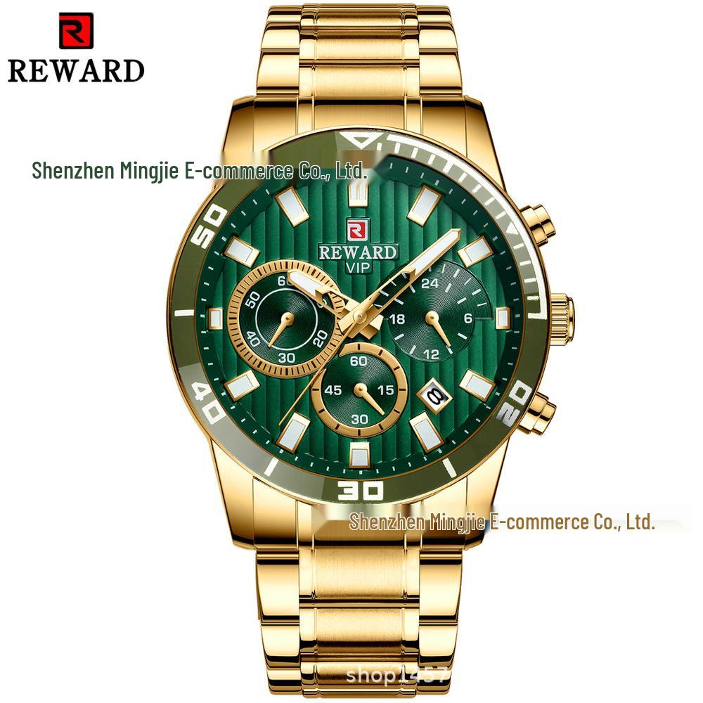 REWARD Men s Six-Needle Multifunction Waterproof Business Quartz Watch with Calendar - Model 81009M.