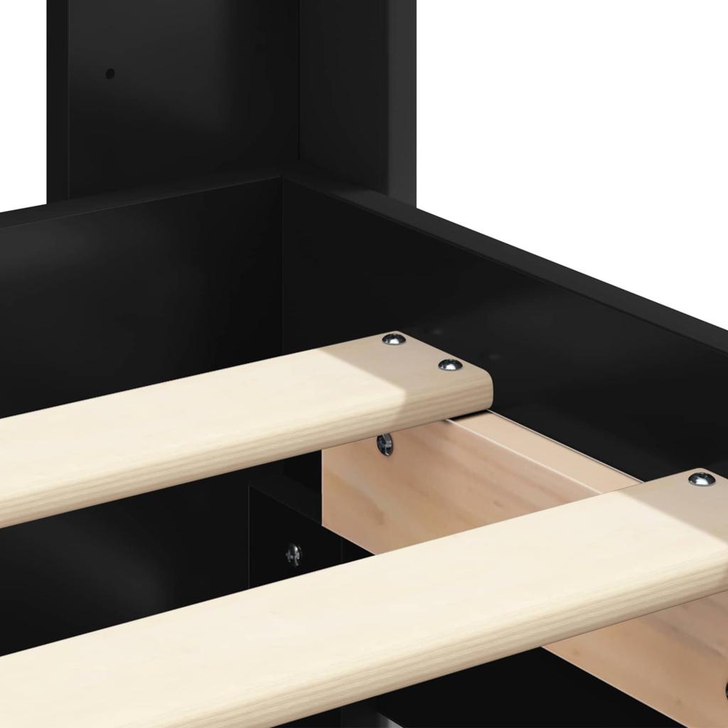 Bed Frame with Storage and Headboard Black 180 X 200 Cm