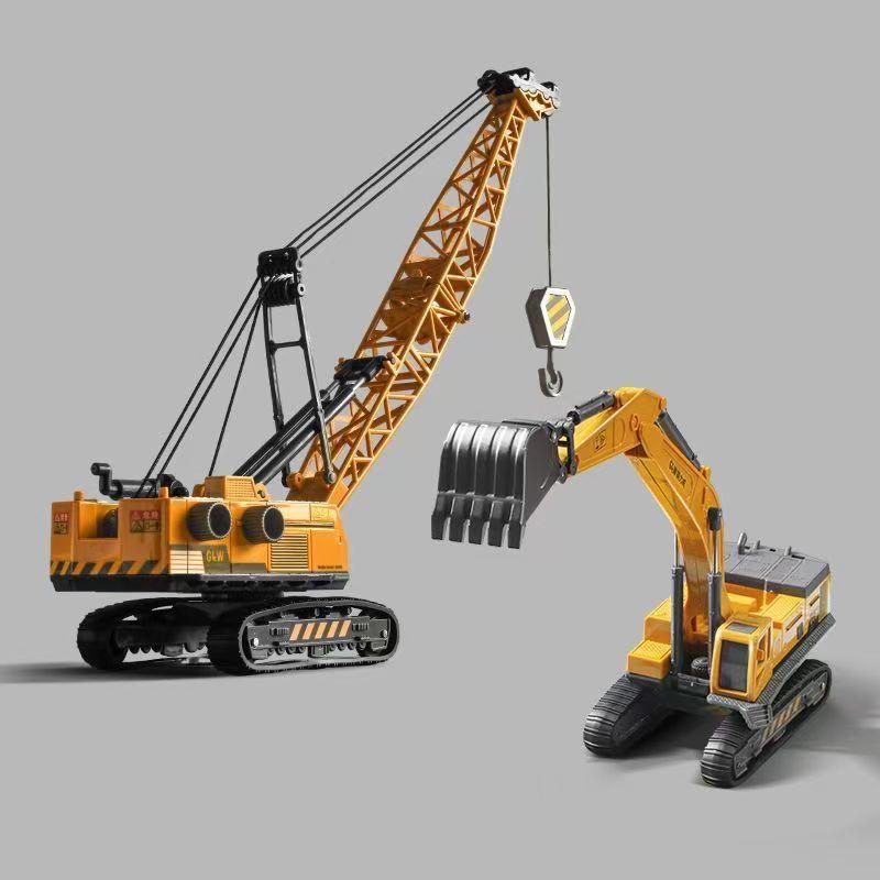 Engineering Diecast Crane Bulldozer Excavator Vehicle Construction Alloy+Plastic Tractor Inertial Model Toys for Children Boys