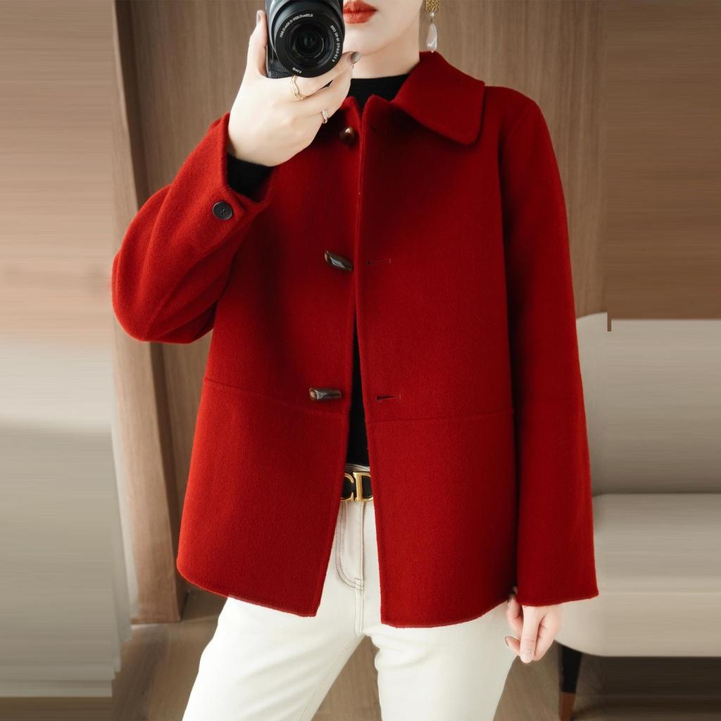 Manteau Court en Cachemire Double Face Haut de Gamme pour Femme Automne/Hiver 2025 - Manteau d'Extérieur en Laine Tendance pour Petite