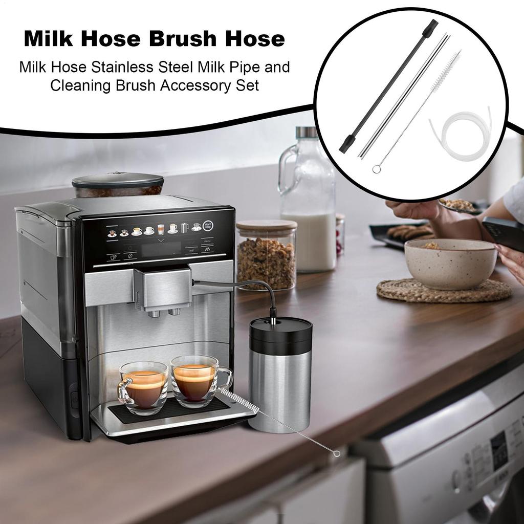 Silicone Milk Hose Kit Stainless Steel Reusable Attachments Flexible Feeding Tube Brush For Women Men Home Workplace Kitchen
