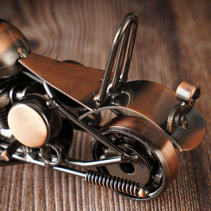 Retro Wrought Iron Harley Motorcycle Model: Industrial Style Ornament for Home Decor