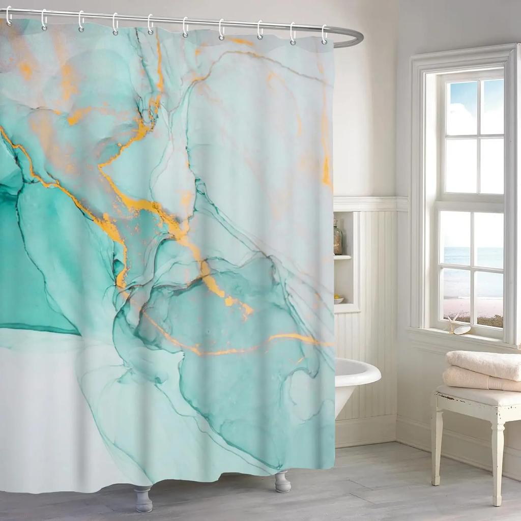 Szary Złoty Marmur Zasłona Prysznicowa Abstrakcyjna Tekstura Granitu Marmuru Luksusowa Nowoczesna Sztuka Atramentowa Tkaninowe Zasłony Prysznicowe do Łazienki