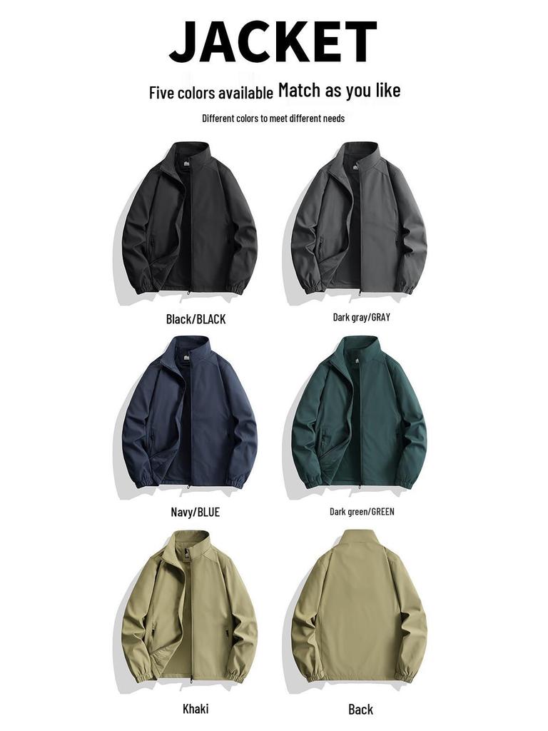 Men's Slim Fit Spring/Autumn Soft Shell Stand Collar Windbreaker Jacket