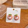 Summer Cartoon Cute Fruit Anthropomorphic Q Version Fun Girl Stud Earrings Peach Cow Flowers