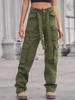 Washed Denim Multi-Pocket Heavy-Duty Casual Workwear Pants