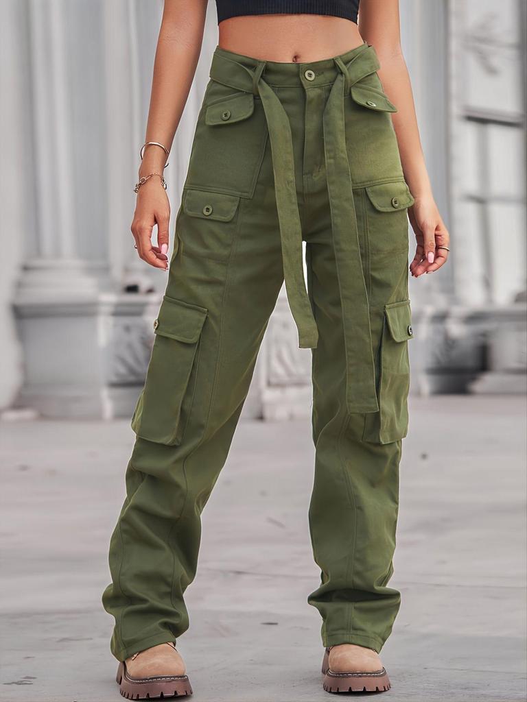 Washed Denim Multi-Pocket Heavy-Duty Casual Workwear Pants