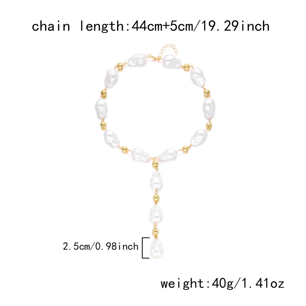 Baroque Irregular Imitation Pearl Y-shaped Necklace for Women Dainty Faux Pearl CCB Resin Bead Chain Necklace Party Jewelry Gift
