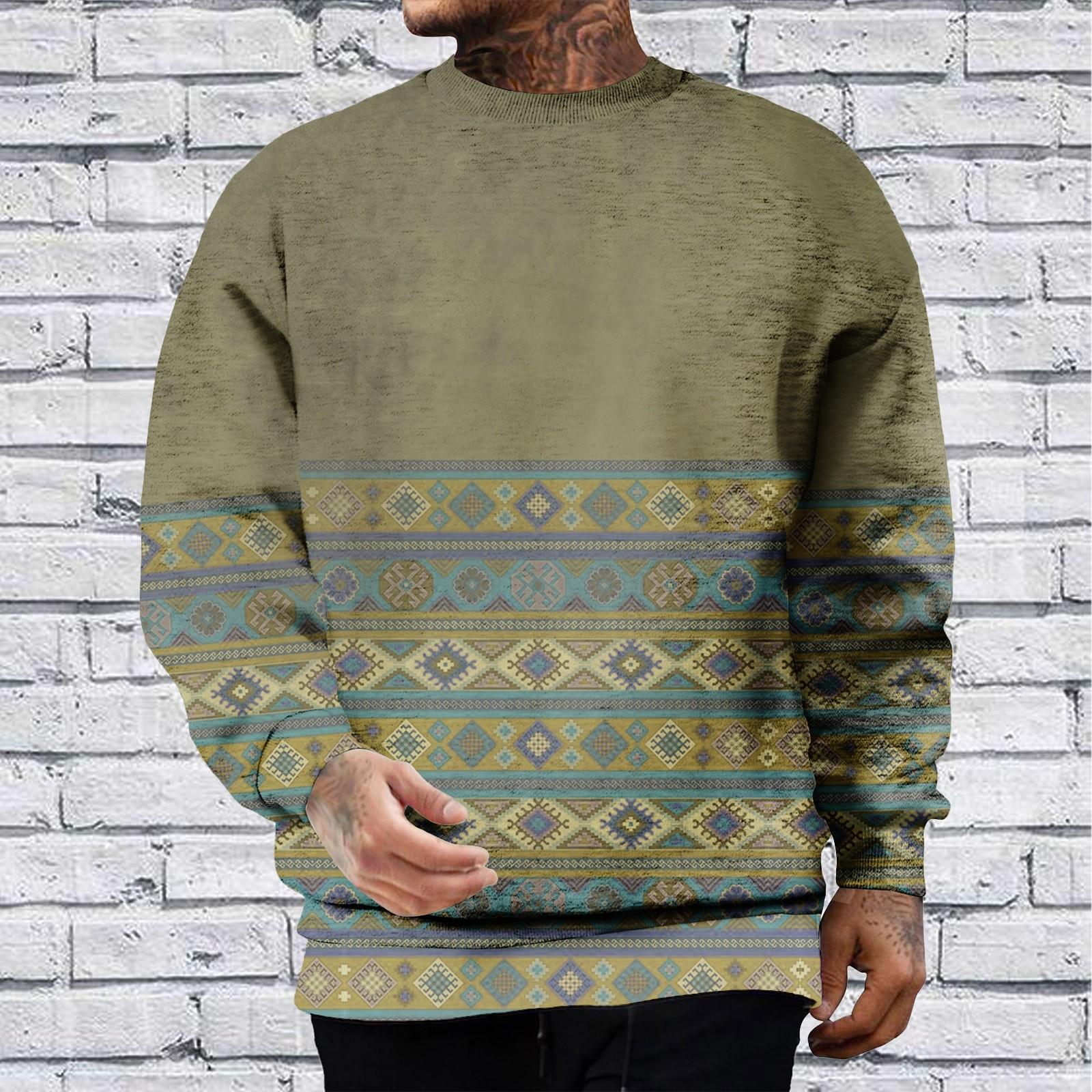 

Чоловічий великий вільний потовщений пуловер з довгим рукавом і круглим вирізом із двох предметів XXXL