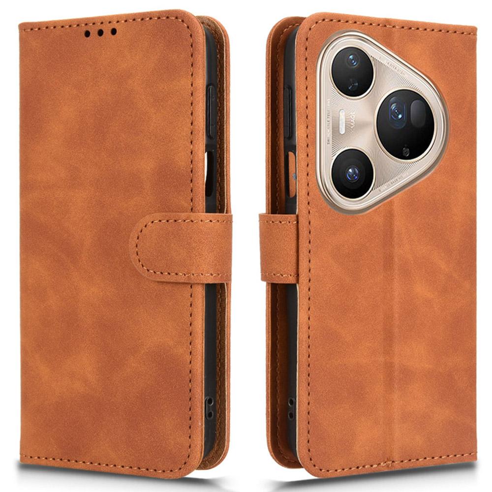 

Кожаный чехол для Huawei Pura 80 Ultra, приятный на ощупь, противоударный, кошелек, откидная крышка для телефона Brown