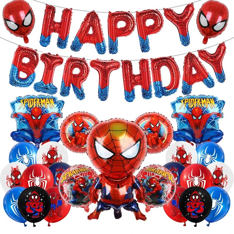 1set Spiderman Balloon Red Spiderman And Friends Aluminum Foil Balloon Baby Shower 1-9 Years Birthday Party Decorations Kids Toy