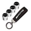 Mercedes-Benz Car Tire Valve Caps With Logo Leather Keychain For Mercedes Benz AMG W203 W206 W220 W205 W211 W212 W201 W168 W169 QQ8