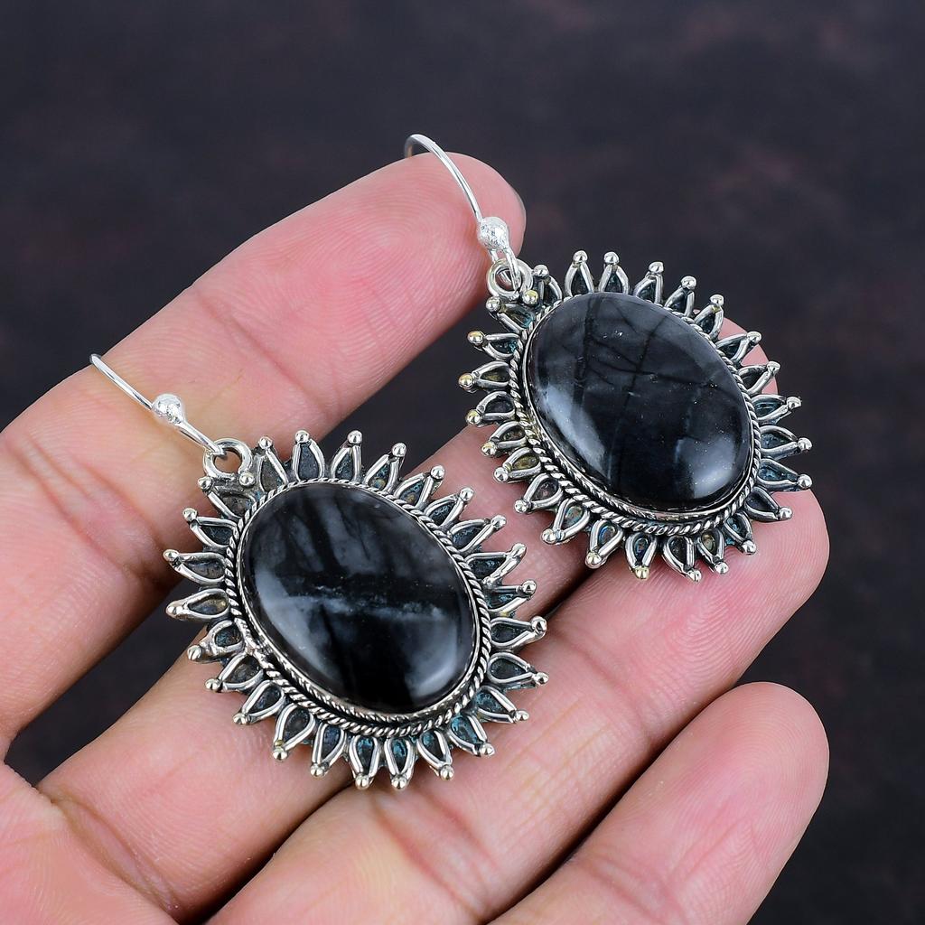 Picasso Jaspis Ohrringe 925 Sterling Silber Ohrringe Handgemacht Natürlicher Edelstein Schmuck Unikat Ohrringe Verlobungsgeschenke Picasso Jaspis Schmuck