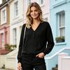 Women's Casual Long Sleeve Color Pullover Sweatshirt with Cable Knit Design