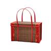 Rectangular Hand-Woven Basket Bamboo Handheld Woven Basket Retro Bamboo Picnic Basket  Photo Prop